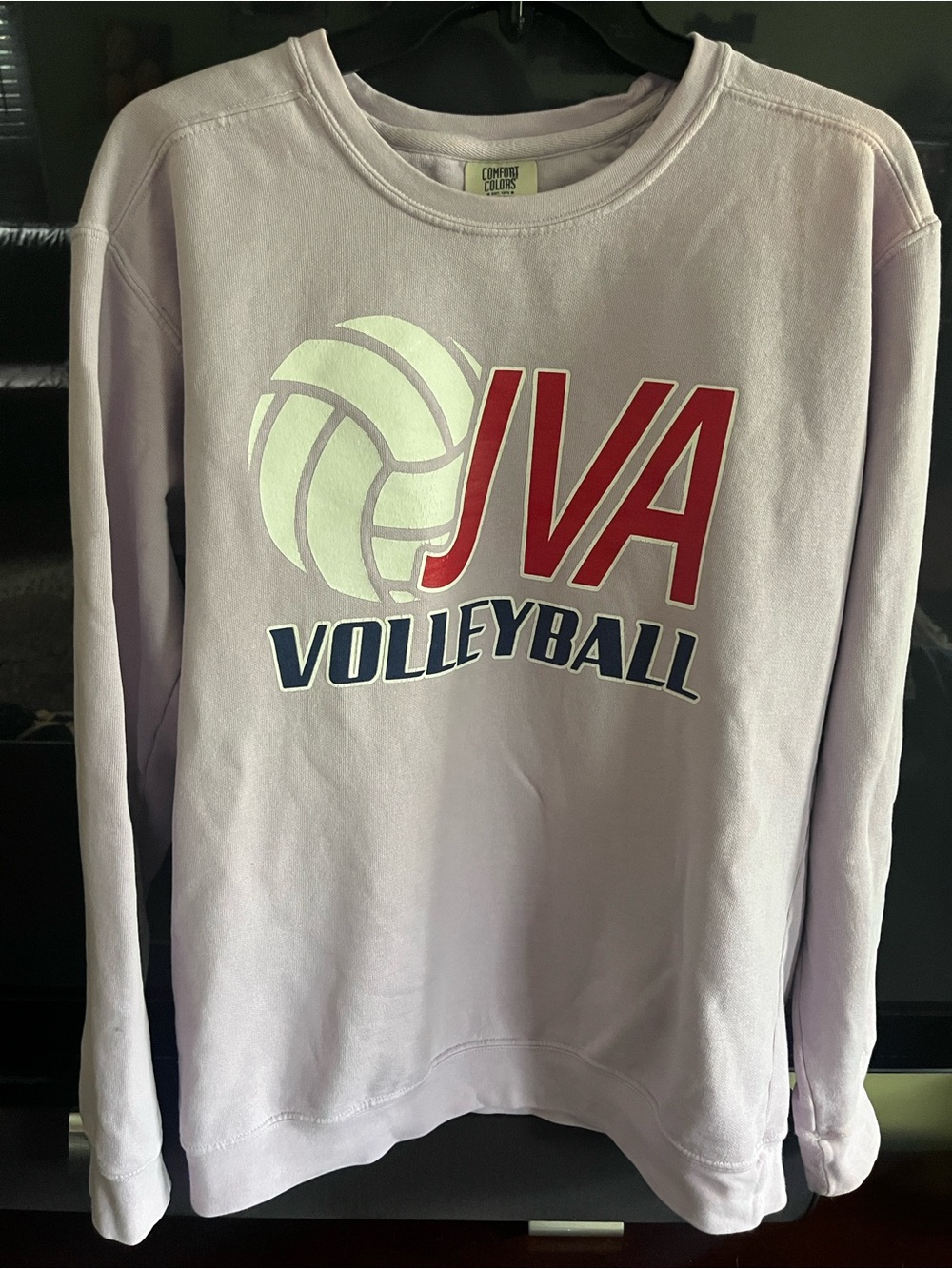 Comfort Colors Lilac/Lavender JVA Volleyball Crewneck Sweatshirt. Size S.
